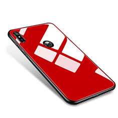 Coque Contour Silicone et Vitre Miroir Housse Etui M01 pour Xiaomi Mi 8 Rouge