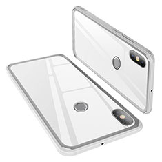 Coque Contour Silicone et Vitre Miroir Housse Etui M02 pour Xiaomi Mi 8 Blanc