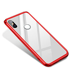 Coque Contour Silicone et Vitre Miroir Housse Etui M02 pour Xiaomi Mi 8 Rouge