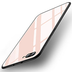 Coque Contour Silicone et Vitre Miroir Housse Etui M04 pour Huawei Honor View 10 Or Rose