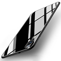 Coque Contour Silicone et Vitre Miroir Housse Etui pour Huawei P20 Noir