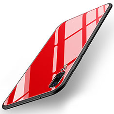 Coque Contour Silicone et Vitre Miroir Housse Etui pour Huawei P20 Rouge