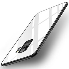 Coque Contour Silicone et Vitre Miroir Housse Etui pour Samsung Galaxy S9 Blanc