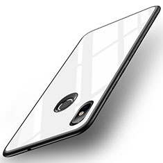 Coque Contour Silicone et Vitre Miroir Housse Etui pour Xiaomi Mi 8 Blanc