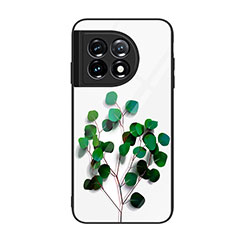 Coque Contour Silicone et Vitre Motif Fantaisie Miroir Etui Housse JM1 pour OnePlus 11 5G Vert