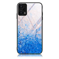 Coque Contour Silicone et Vitre Motif Fantaisie Miroir Etui Housse JM1 pour Xiaomi Poco F5 5G Bleu Ciel