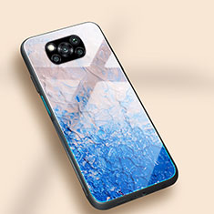 Coque Contour Silicone et Vitre Motif Fantaisie Miroir Etui Housse JM1 pour Xiaomi Poco X3 NFC Bleu