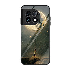 Coque Contour Silicone et Vitre Motif Fantaisie Miroir Etui Housse JM2 pour OnePlus 11 5G Vert Armee