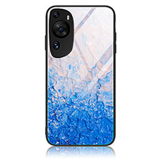 Coque Contour Silicone et Vitre Motif Fantaisie Miroir Etui Housse JM3 pour Huawei P60 Art Bleu