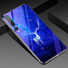 Coque Contour Silicone et Vitre Motif Fantaisie Miroir Etui Housse K01 pour Xiaomi Mi 10 Bleu