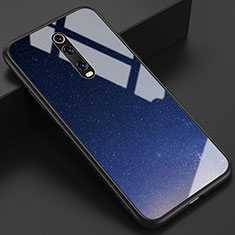 Coque Contour Silicone et Vitre Motif Fantaisie Miroir Etui Housse K01 pour Xiaomi Mi 9T Pro Bleu