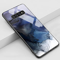 Coque Contour Silicone et Vitre Motif Fantaisie Miroir Etui Housse K03 pour Samsung Galaxy S10 Bleu