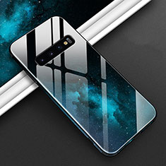 Coque Contour Silicone et Vitre Motif Fantaisie Miroir Etui Housse K06 pour Samsung Galaxy S10 5G Cyan