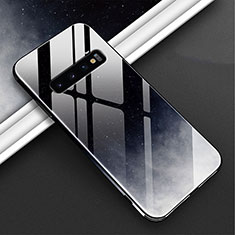 Coque Contour Silicone et Vitre Motif Fantaisie Miroir Etui Housse K06 pour Samsung Galaxy S10 5G Noir