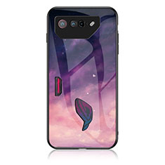 Coque Contour Silicone et Vitre Motif Fantaisie Miroir Etui Housse LS1 pour Asus ROG Phone 7 Pro Violet