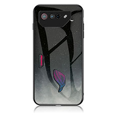 Coque Contour Silicone et Vitre Motif Fantaisie Miroir Etui Housse LS1 pour Asus ROG Phone 7 Ultimate Gris