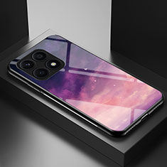 Coque Contour Silicone et Vitre Motif Fantaisie Miroir Etui Housse LS1 pour Huawei Honor X6S Violet