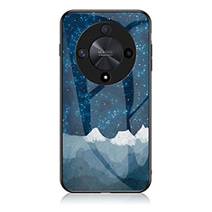 Coque Contour Silicone et Vitre Motif Fantaisie Miroir Etui Housse LS1 pour Huawei Honor X9b 5G Bleu