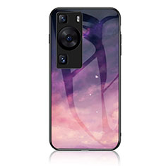 Coque Contour Silicone et Vitre Motif Fantaisie Miroir Etui Housse LS1 pour Huawei P60 Violet
