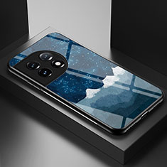 Coque Contour Silicone et Vitre Motif Fantaisie Miroir Etui Housse LS1 pour OnePlus 11 5G Bleu