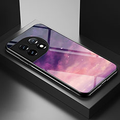 Coque Contour Silicone et Vitre Motif Fantaisie Miroir Etui Housse LS1 pour OnePlus 11 5G Violet