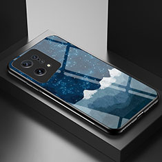 Coque Contour Silicone et Vitre Motif Fantaisie Miroir Etui Housse LS1 pour Oppo Find X5 5G Bleu