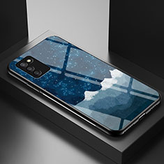 Coque Contour Silicone et Vitre Motif Fantaisie Miroir Etui Housse LS1 pour Samsung Galaxy A02s Bleu