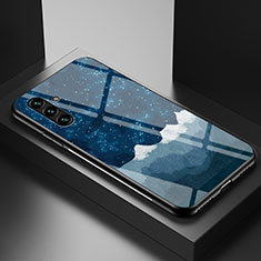 Coque Contour Silicone et Vitre Motif Fantaisie Miroir Etui Housse LS1 pour Samsung Galaxy A04s Bleu