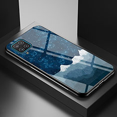 Coque Contour Silicone et Vitre Motif Fantaisie Miroir Etui Housse LS1 pour Samsung Galaxy A12 Bleu