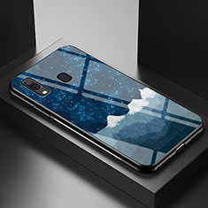 Coque Contour Silicone et Vitre Motif Fantaisie Miroir Etui Housse LS1 pour Samsung Galaxy A20 Bleu