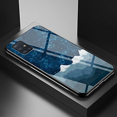 Coque Contour Silicone et Vitre Motif Fantaisie Miroir Etui Housse LS1 pour Samsung Galaxy A51 4G Bleu