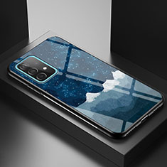 Coque Contour Silicone et Vitre Motif Fantaisie Miroir Etui Housse LS1 pour Samsung Galaxy A52 5G Bleu