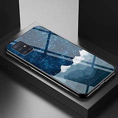Coque Contour Silicone et Vitre Motif Fantaisie Miroir Etui Housse LS1 pour Samsung Galaxy A71 5G Bleu