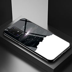 Coque Contour Silicone et Vitre Motif Fantaisie Miroir Etui Housse LS1 pour Samsung Galaxy A91 Noir