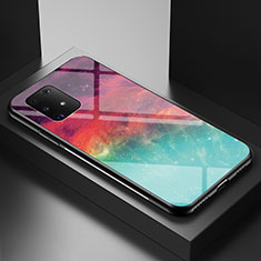 Coque Contour Silicone et Vitre Motif Fantaisie Miroir Etui Housse LS1 pour Samsung Galaxy A91 Rouge