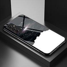 Coque Contour Silicone et Vitre Motif Fantaisie Miroir Etui Housse LS1 pour Samsung Galaxy F13 4G Noir