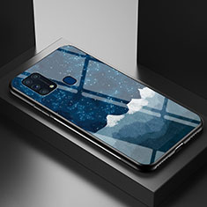 Coque Contour Silicone et Vitre Motif Fantaisie Miroir Etui Housse LS1 pour Samsung Galaxy M21s Bleu