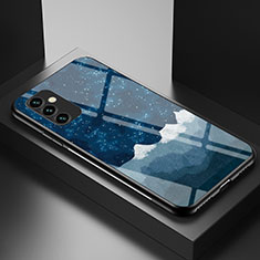 Coque Contour Silicone et Vitre Motif Fantaisie Miroir Etui Housse LS1 pour Samsung Galaxy M23 5G Bleu