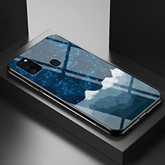 Coque Contour Silicone et Vitre Motif Fantaisie Miroir Etui Housse LS1 pour Samsung Galaxy M30s Bleu