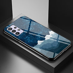 Coque Contour Silicone et Vitre Motif Fantaisie Miroir Etui Housse LS1 pour Samsung Galaxy M32 5G Bleu