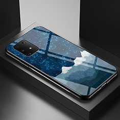 Coque Contour Silicone et Vitre Motif Fantaisie Miroir Etui Housse LS1 pour Samsung Galaxy M80S Bleu