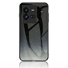 Coque Contour Silicone et Vitre Motif Fantaisie Miroir Etui Housse LS1 pour Vivo iQOO 10 Pro 5G Gris