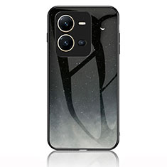 Coque Contour Silicone et Vitre Motif Fantaisie Miroir Etui Housse LS1 pour Vivo X80 Lite 5G Gris