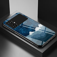 Coque Contour Silicone et Vitre Motif Fantaisie Miroir Etui Housse LS1 pour Xiaomi Poco M4 5G Bleu