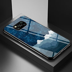 Coque Contour Silicone et Vitre Motif Fantaisie Miroir Etui Housse LS1 pour Xiaomi Poco X3 NFC Bleu