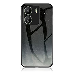 Coque Contour Silicone et Vitre Motif Fantaisie Miroir Etui Housse LS1 pour Xiaomi Redmi 13C Gris