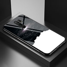 Coque Contour Silicone et Vitre Motif Fantaisie Miroir Etui Housse LS1 pour Xiaomi Redmi 9 Prime India Noir