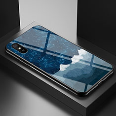 Coque Contour Silicone et Vitre Motif Fantaisie Miroir Etui Housse LS1 pour Xiaomi Redmi 9A Bleu