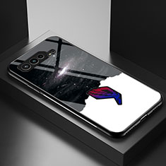 Coque Contour Silicone et Vitre Motif Fantaisie Miroir Etui Housse LS2 pour Asus ROG Phone 5s Noir