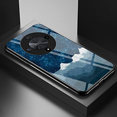 Coque Contour Silicone et Vitre Motif Fantaisie Miroir Etui Housse LS2 pour Huawei Honor X9b 5G Bleu